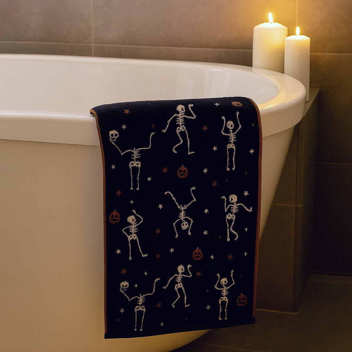 skeleton halloween hand towel