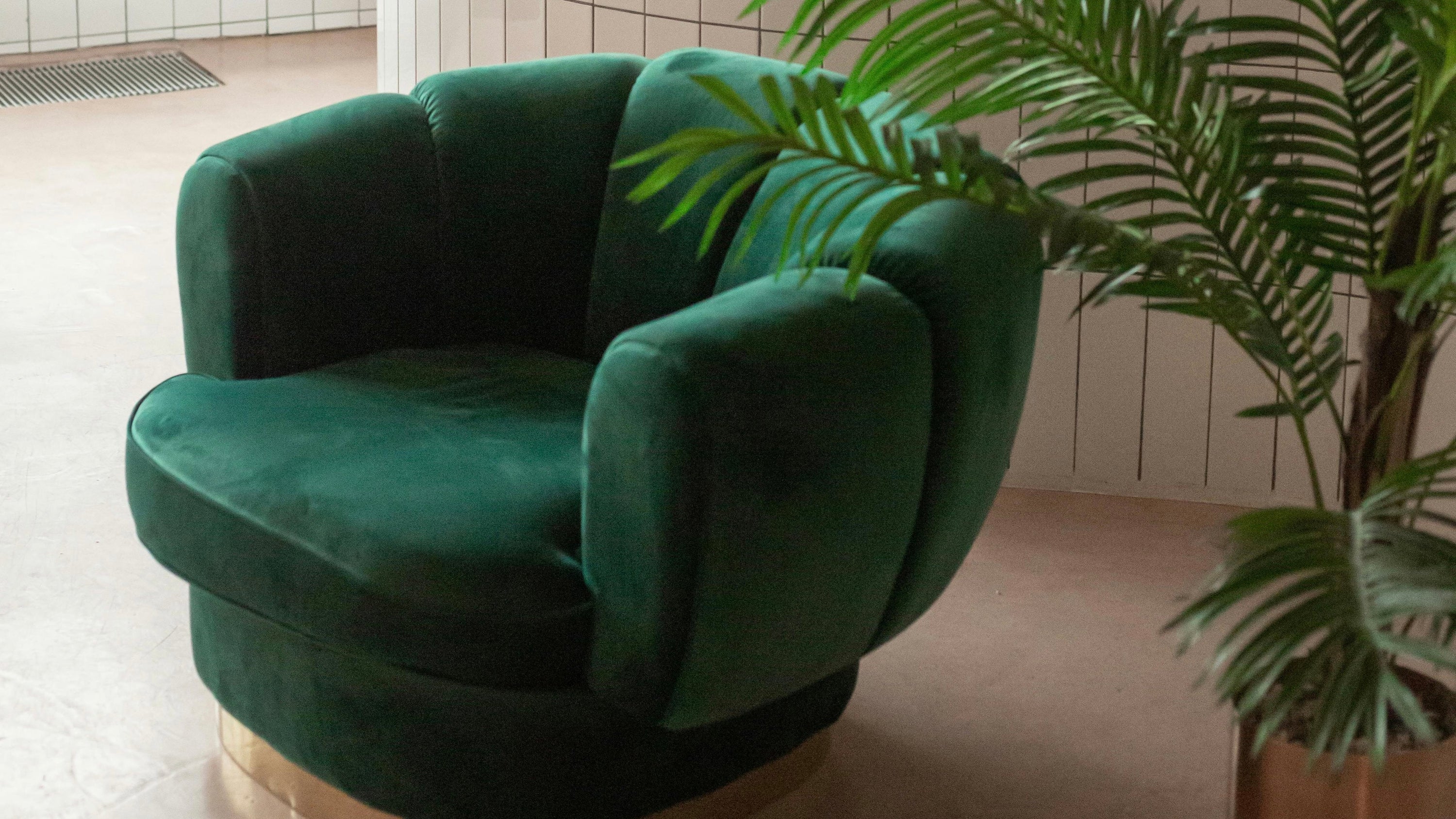 Dark green velvet sofa