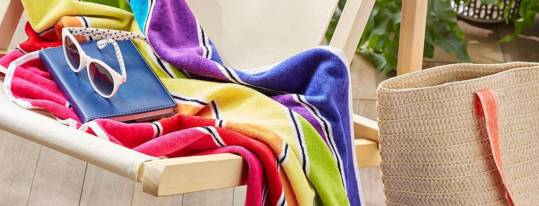large beach towels - colourful and bright