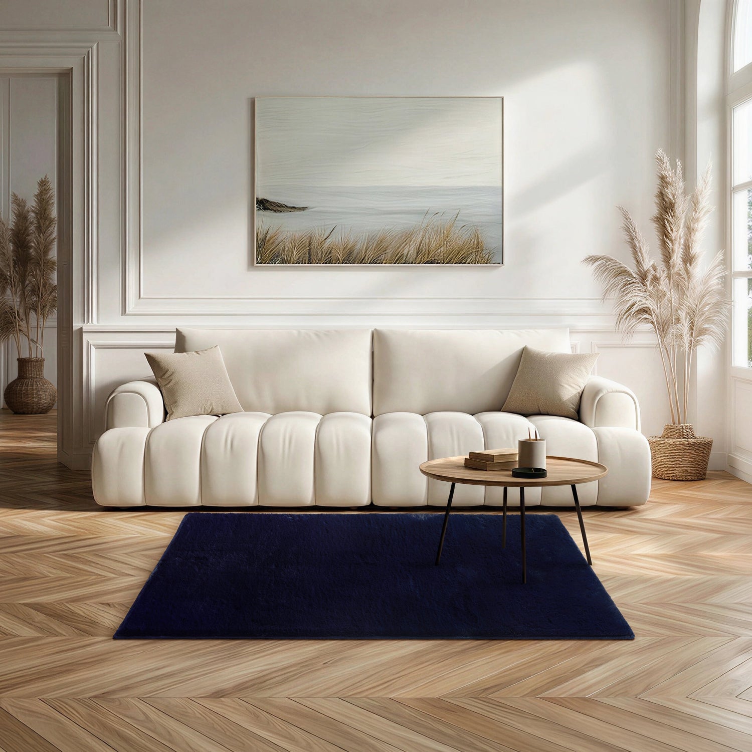 navy blue softie rug 120 x 170 cm in living room