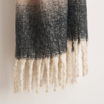 Ombre Faux Mohair Throw - Soft Fringed Blanket