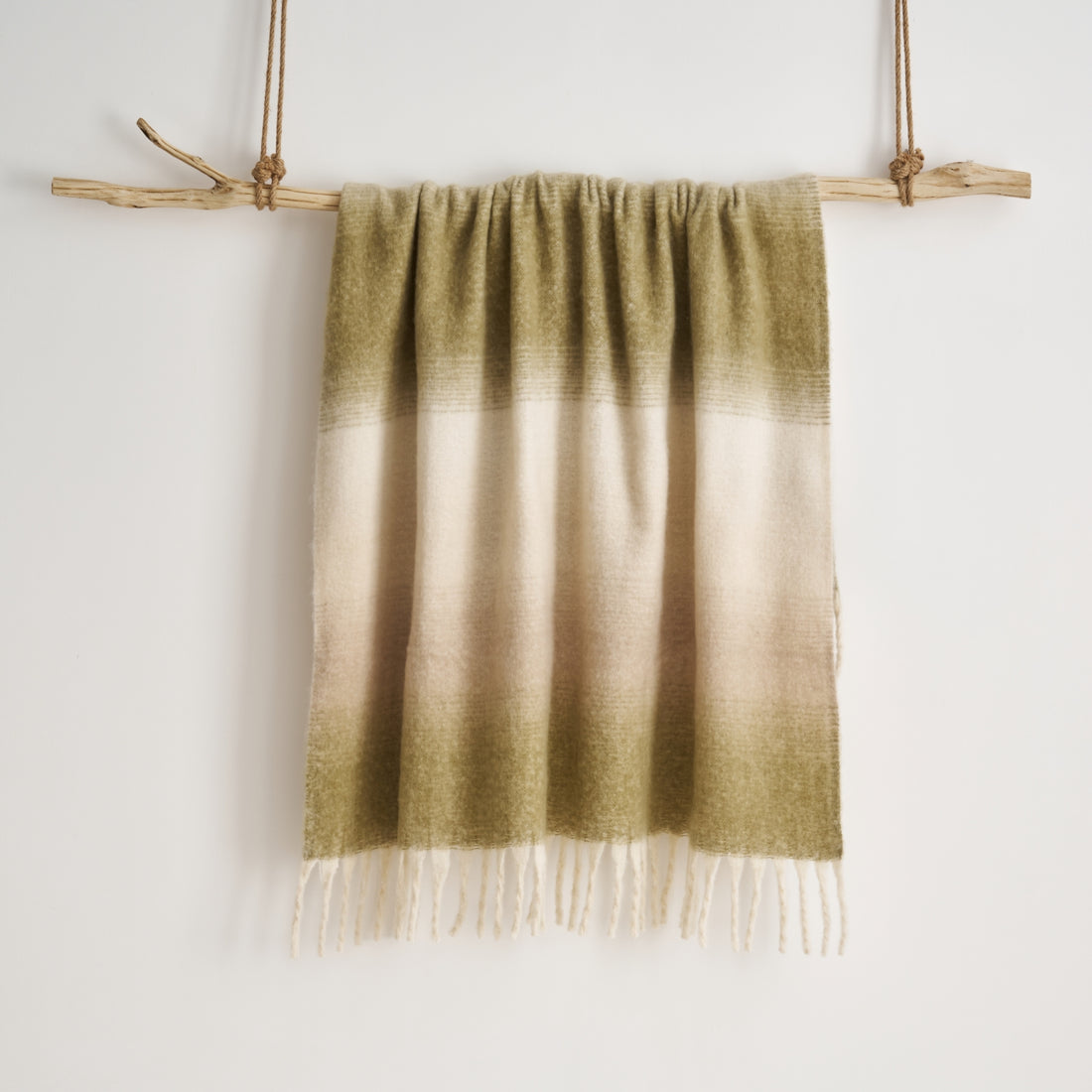 Ombre Faux Mohair Throw - Soft Fringed Blanket