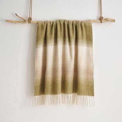 Ombre Faux Mohair Throw - Soft Fringed Blanket