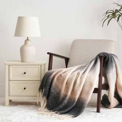 Ombre Faux Mohair Throw - Soft Fringed Blanket