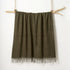 Green throw blanket made from faux mohair.