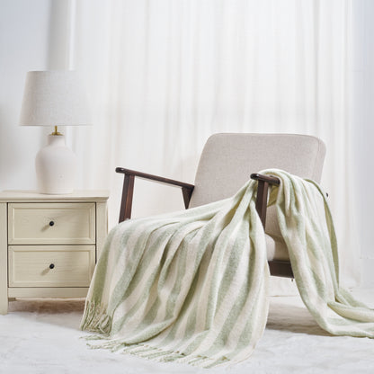 Striped Herringbone Throw - Faux Mohair