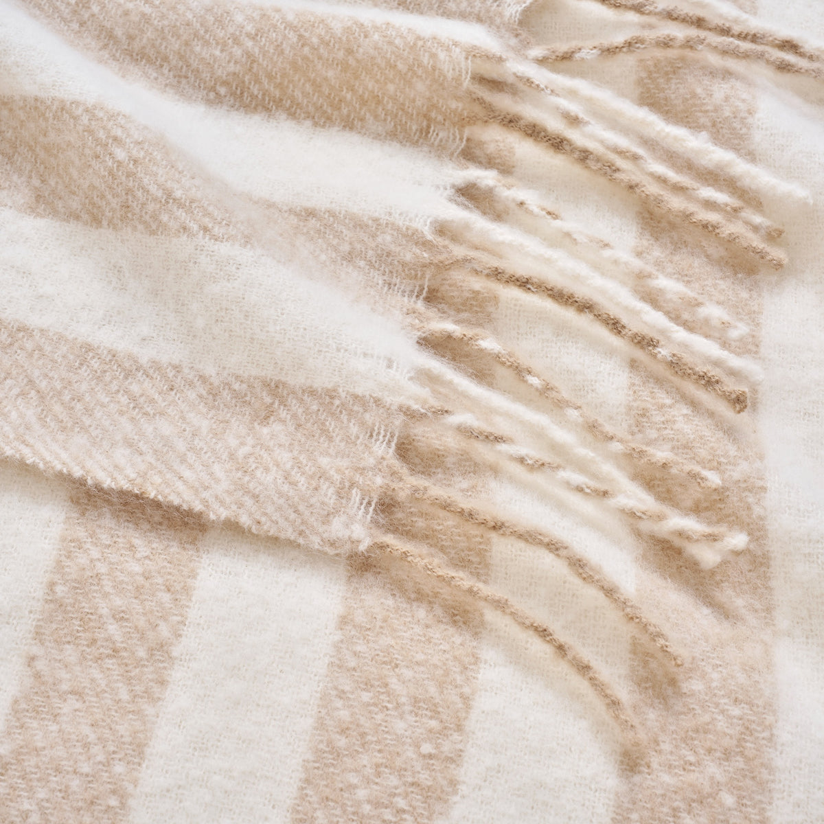 Striped Herringbone Throw - Faux Mohair