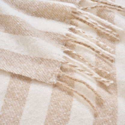 Striped Herringbone Throw - Faux Mohair