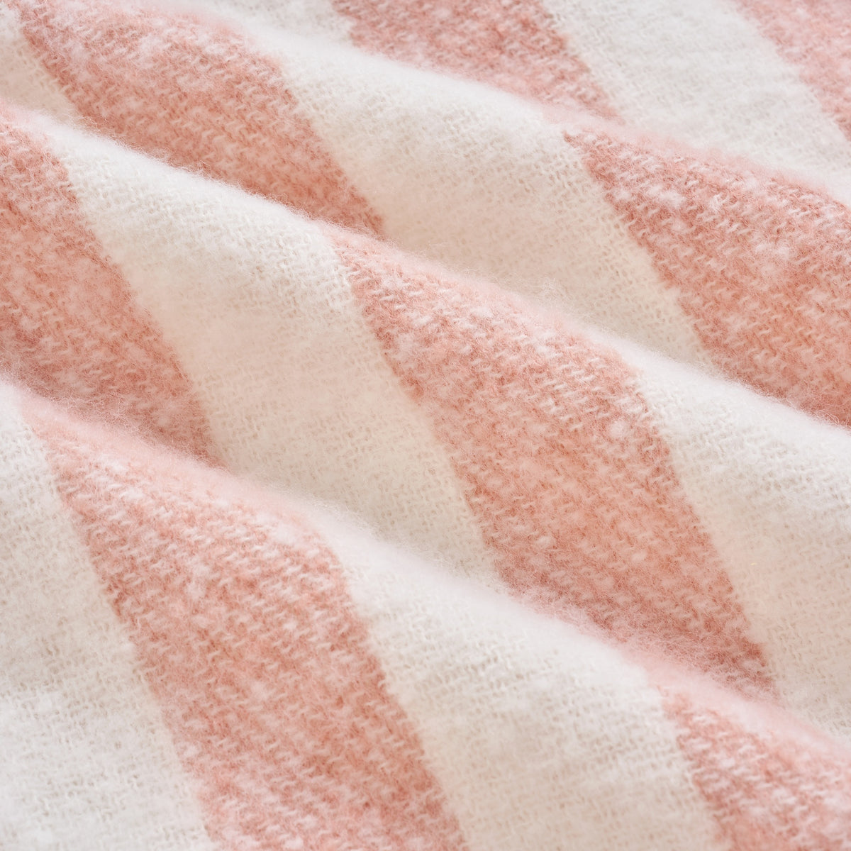 Vegan faux mohair throw blanket in stripe design.