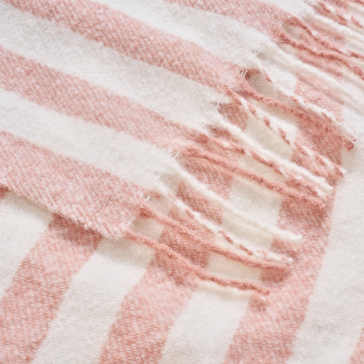 Striped Herringbone Throw - Faux Mohair