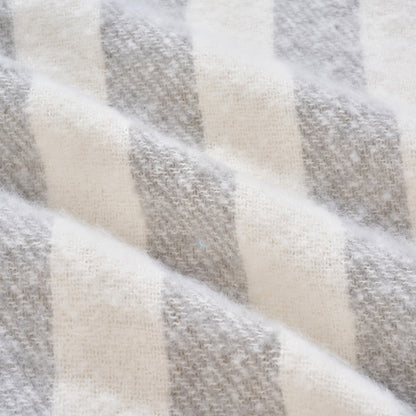 Striped Herringbone Throw - Faux Mohair