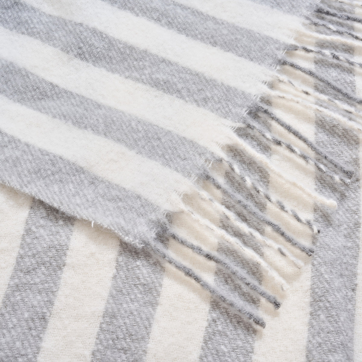Striped Herringbone Throw - Faux Mohair
