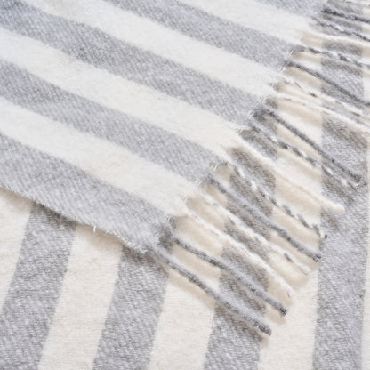 Striped Herringbone Throw - Faux Mohair