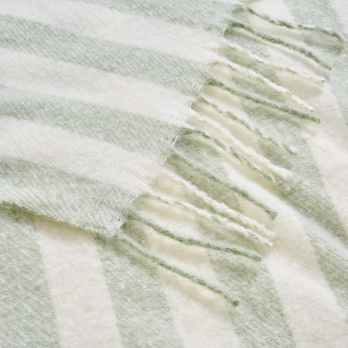 Striped Herringbone Throw - Faux Mohair