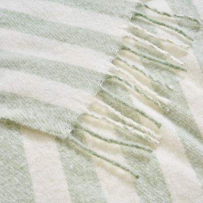 Striped Herringbone Throw - Faux Mohair