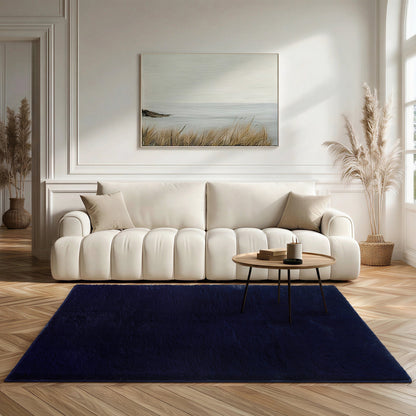 large navy blue softie rug 160 x 230 cm in living room