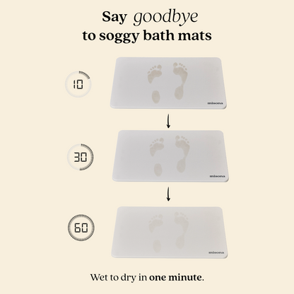 Quick drying natural stone bath mat made from diatomite.