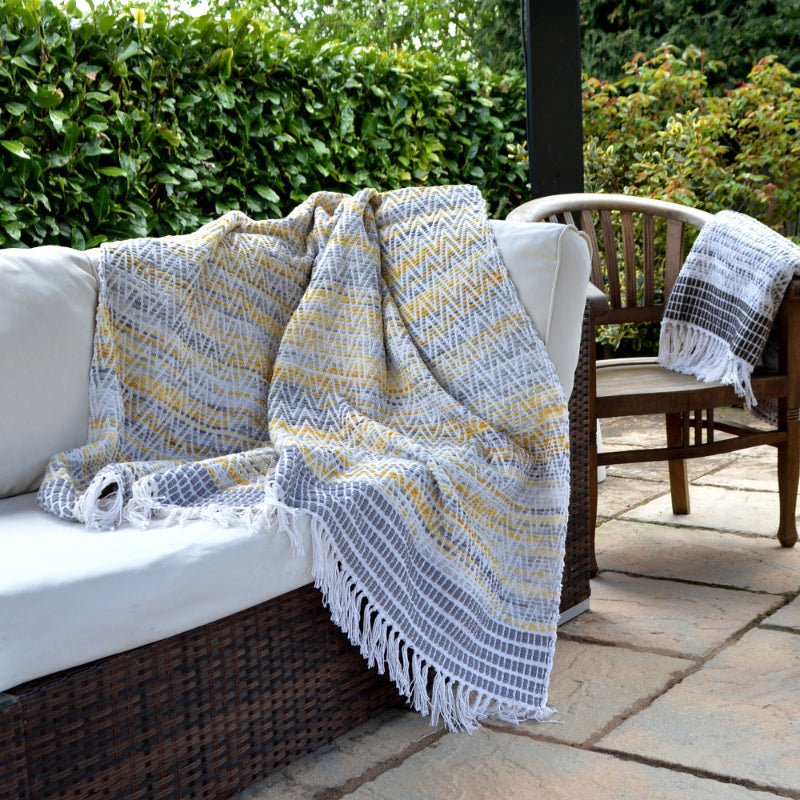 Patterned decorative throw blankets for the garden and home.