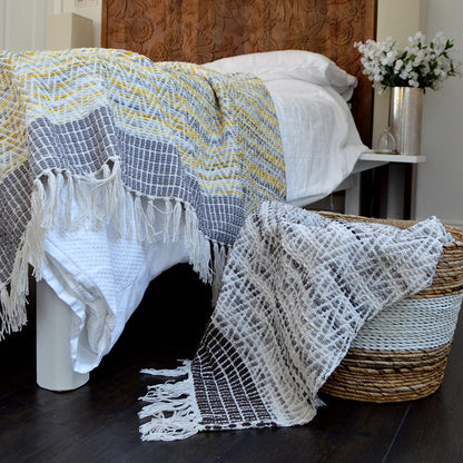 Patterned heavyweight throw blankets, herringbone zig zag