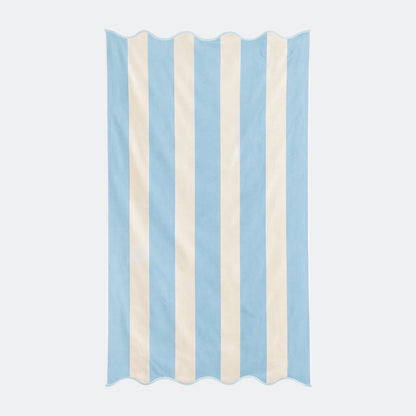 Baby blue striped beach towel in large size, made from 100% cotton.