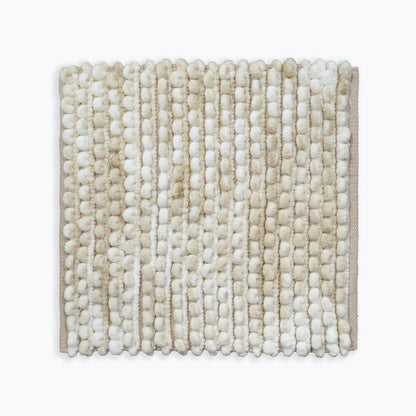 Neutral, beige square bath mat. Luxury bobble chunky shower mat, super soft plush pile.