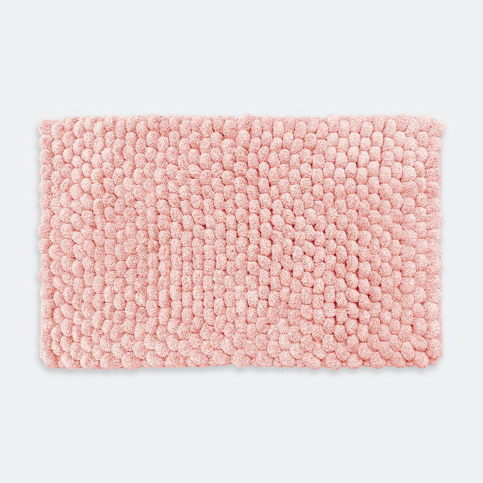 Blush pink textured bobble bath mat - super thick bathroom rugs.