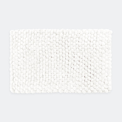 White chunky bobble bath mat in luxury thick textured design.