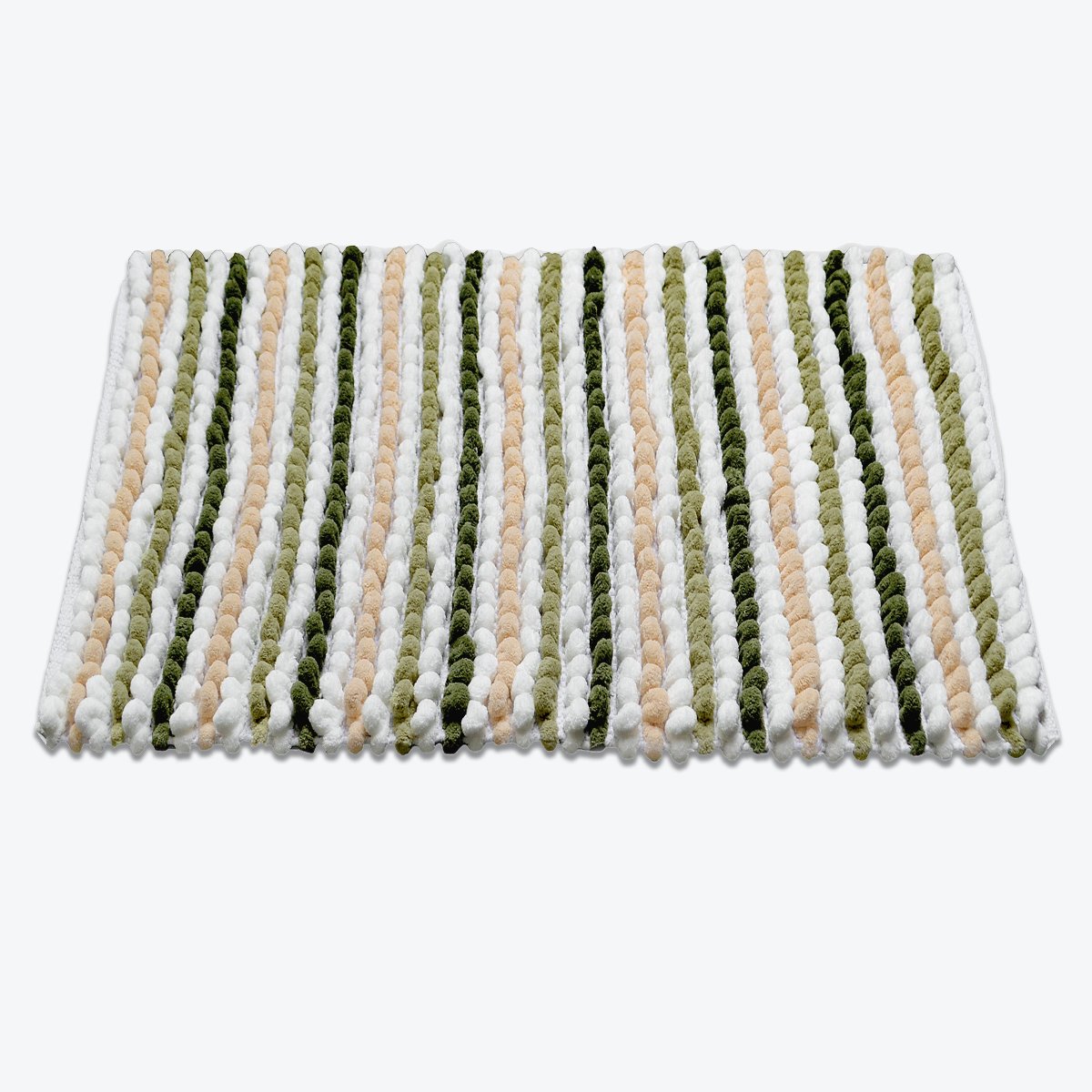 striped chunky bobble bath mat green