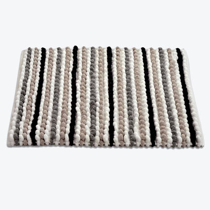 striped chunky bobble bath mat monochrome grey