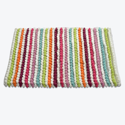 multi coloured striped chunky bobble bath mat