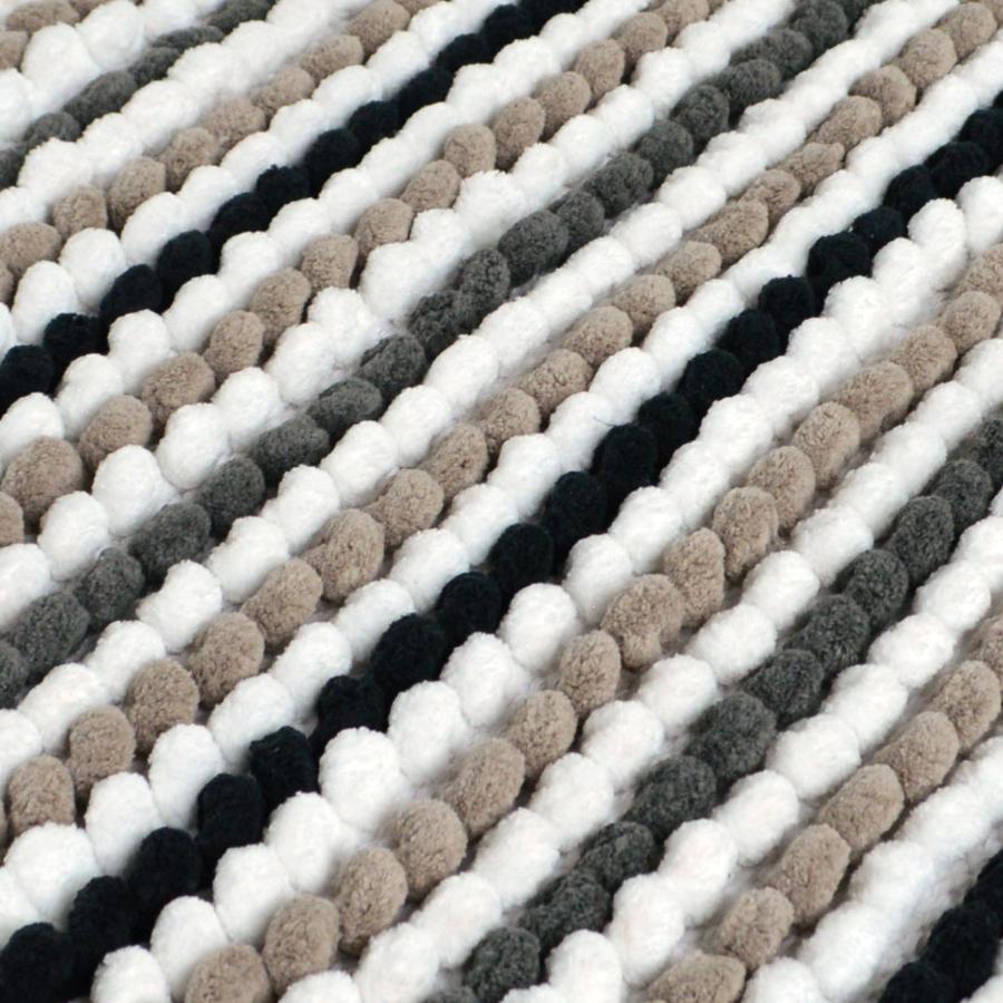 Chunky bobble bath mat monochrome striped handwoven bathroom rug