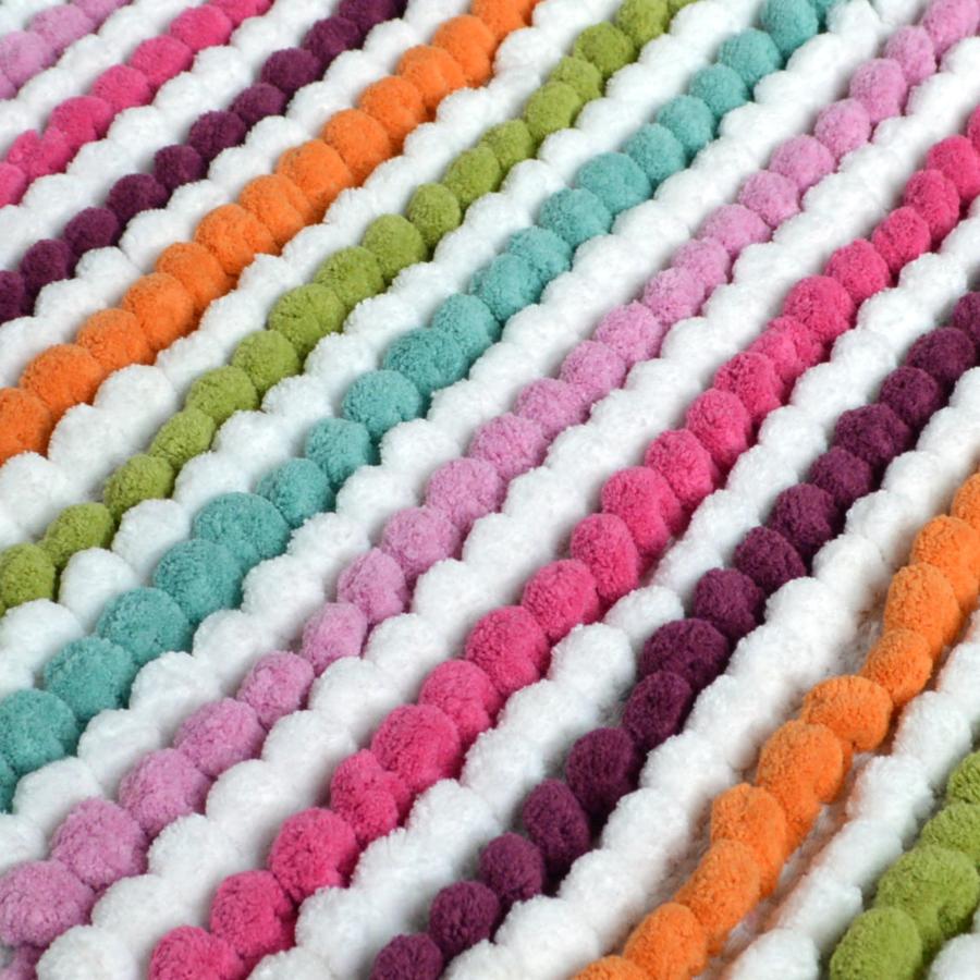 Chunky bobble bath mat colourful striped handwoven bathroom rug