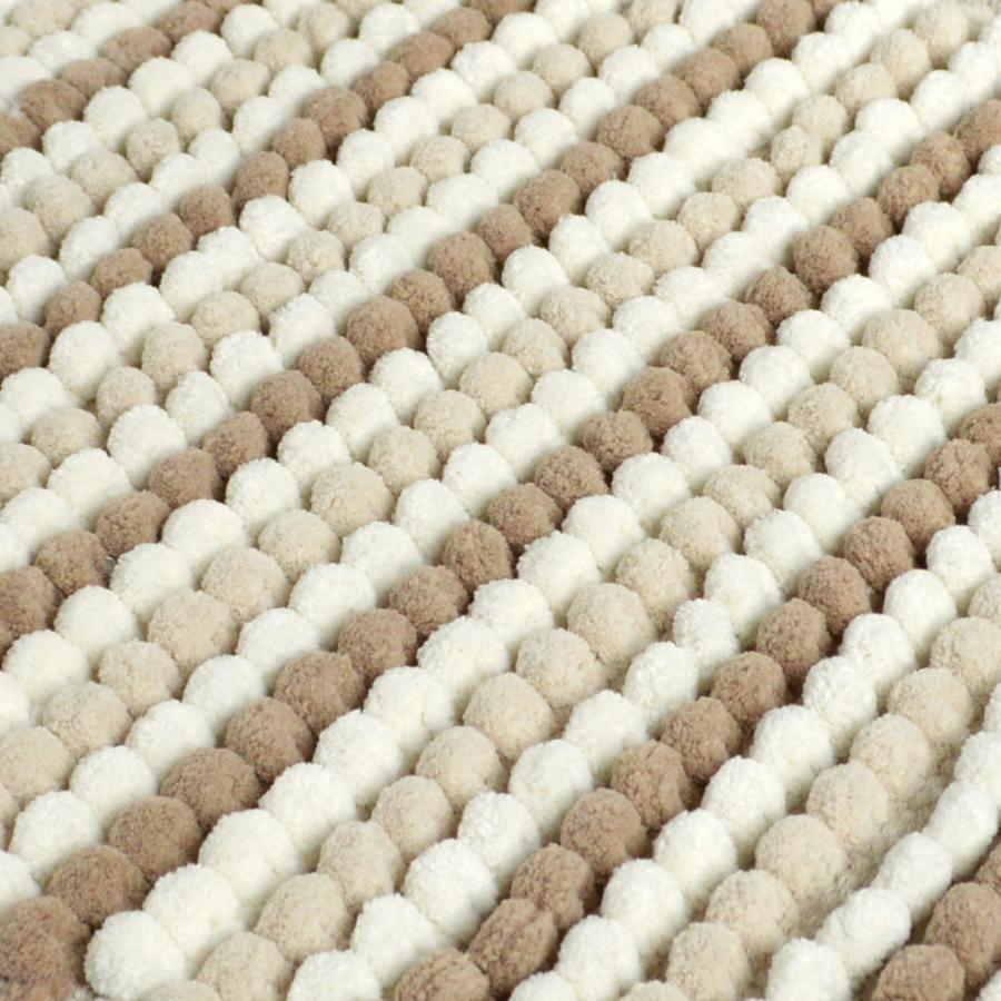 Chunky bobble bath mat natural beige striped handwoven bathroom rug