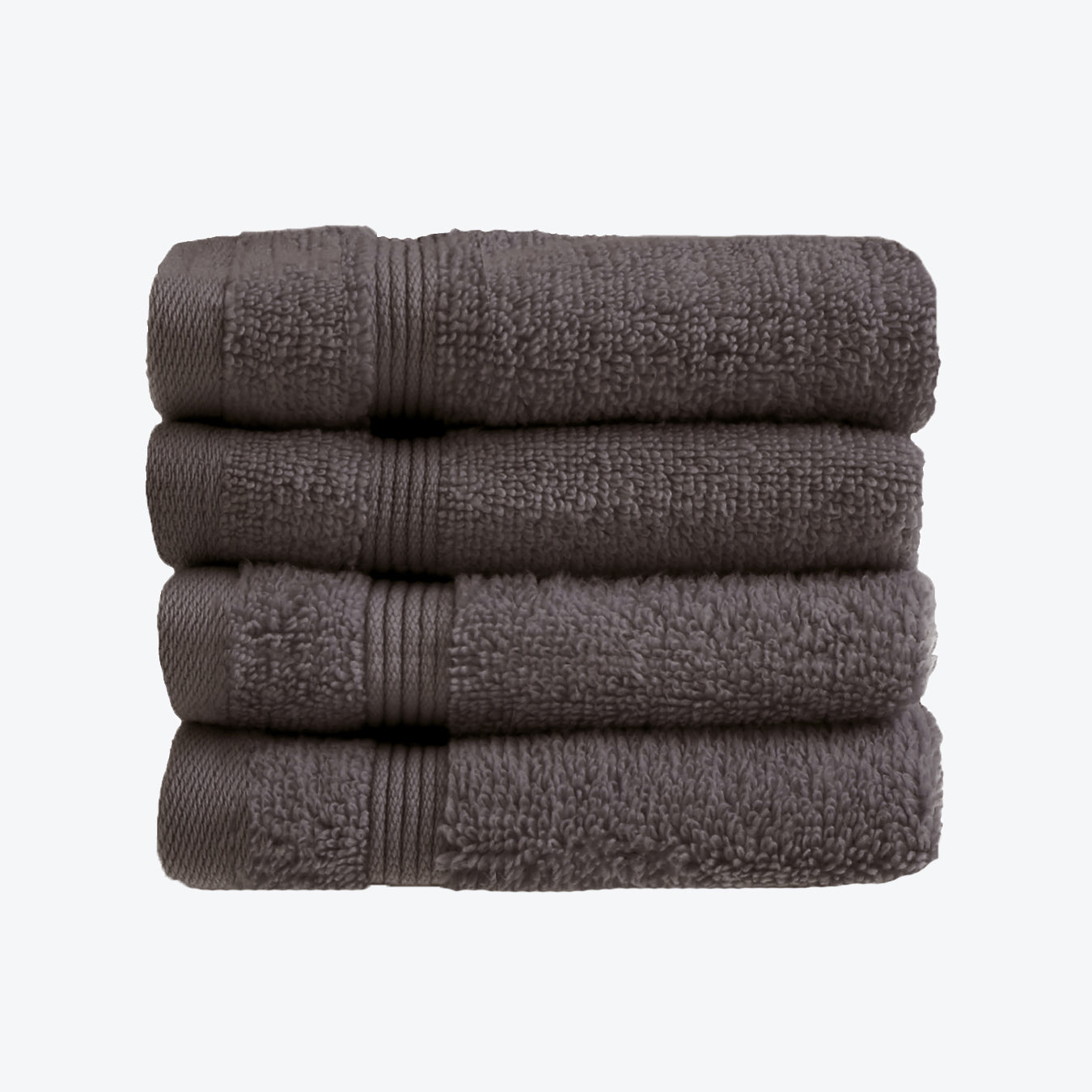 Charcoal Grey Egyptian Towels 4pk Face Cloths Set- Premium Zero Twist Cotton Flannels