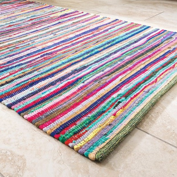 Colourful rag rug, boho decor. Eco friendly decor for the home.