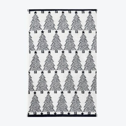 Black and white Christmas towels for the bathroom in hand towel size. Fun, modern Christmas tea towels for the kitchen.