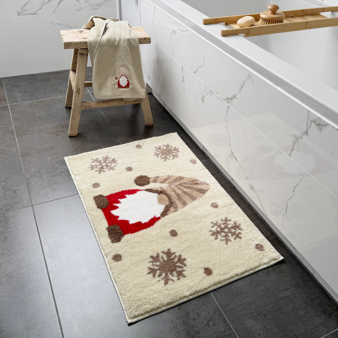 Neutral Gonk Christmas Bath Mat