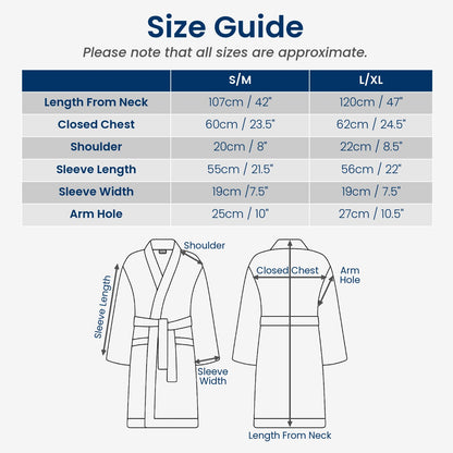 Unisex dressing gown for ladies and men. Soft velour outside and terry towelling inside.