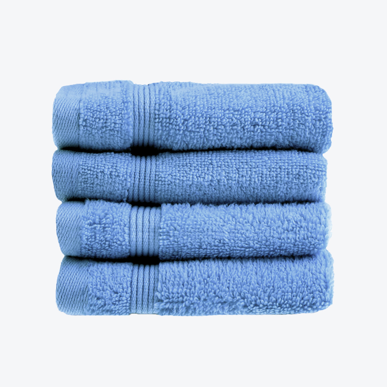 Cornish Blue Egyptian Towels 4pk Face Cloths Set- Premium Zero Twist Cotton Flannels