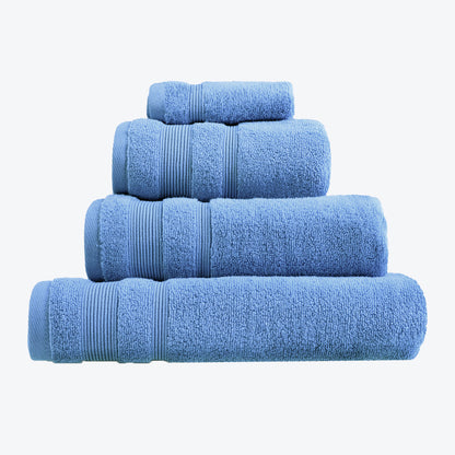 Cornish Blue Egyptian Cotton Towel Bale Set - Premium Zero Twist Bathroom Towels (Hand Towel, Bath Towel, Bath Sheet, face Cloths).