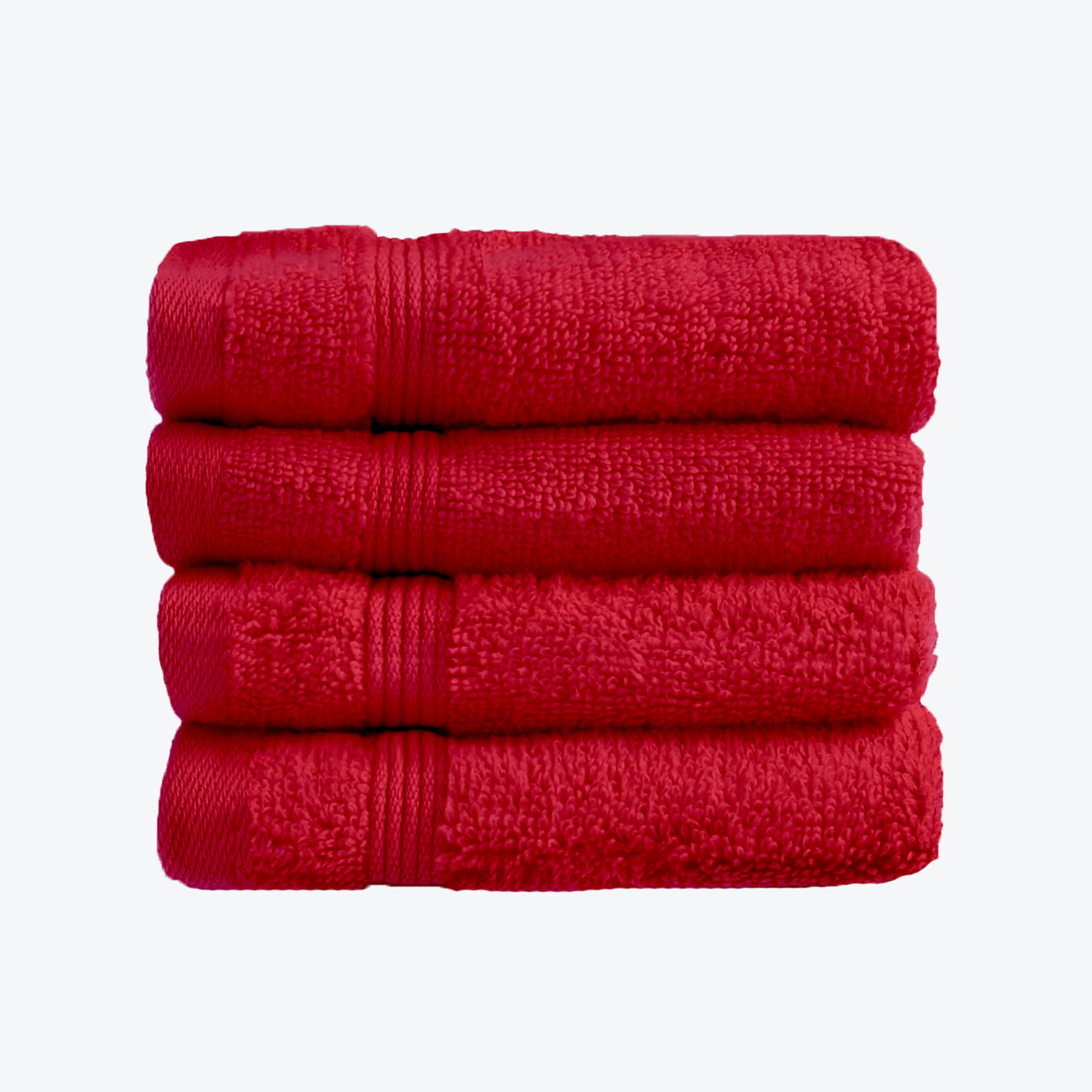 Cranberry Red Egyptian Towels 4pk Face Cloths Set- Premium Zero Twist Cotton Flannels