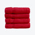 Cranberry Red Egyptian Towels 4pk Face Cloths Set- Premium Zero Twist Cotton Flannels