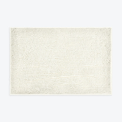 Cream non slip chenille bath mat