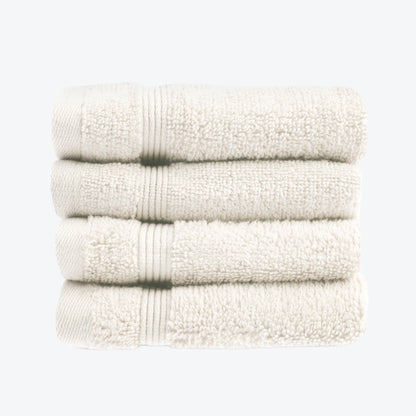 Cream Egyptian Towels 4pk Face Cloths Set- Premium Zero Twist Cotton Flannels