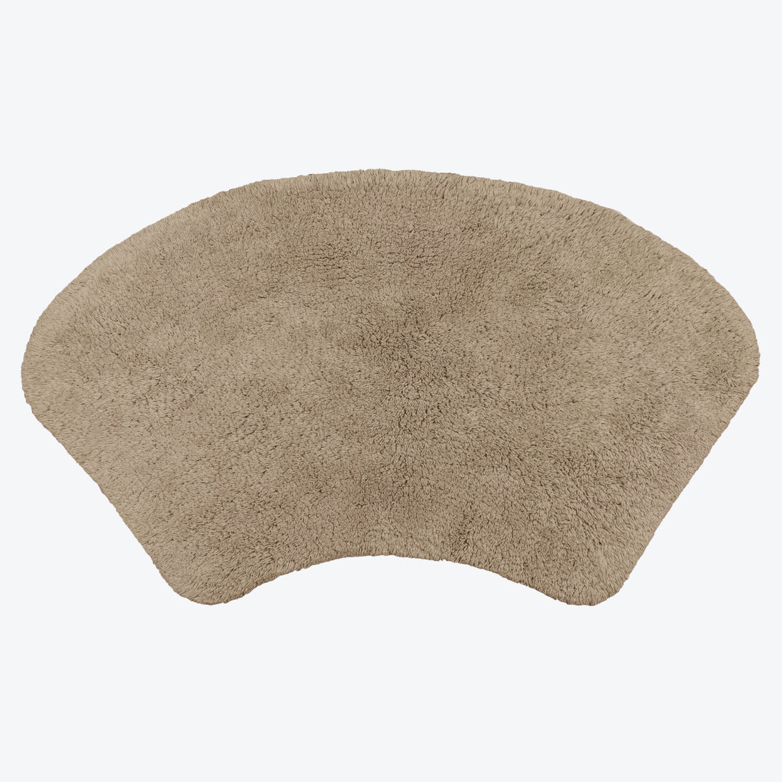 Mocha brown bath mat in curved shape for curved shower units.