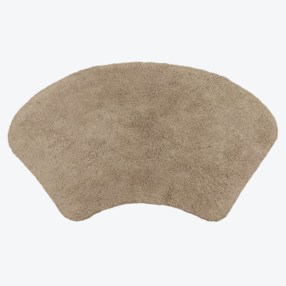 Mocha brown bath mat in curved shape for curved shower units.