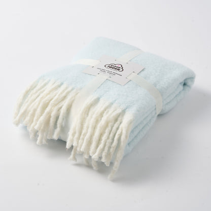 faux mohair throw duckegg