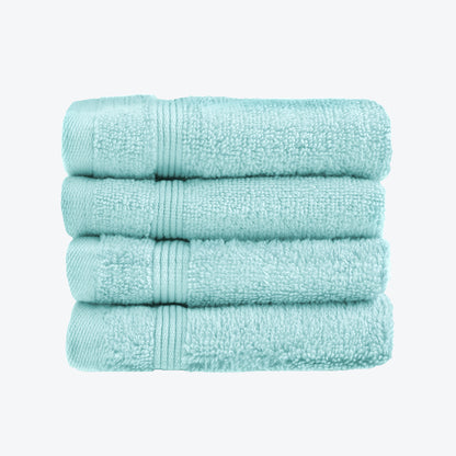 Duck Egg Blue Egyptian Towels 4pk Face Cloths Set- Premium Zero Twist Cotton Flannels