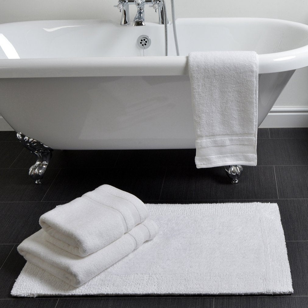 White co-ordination bathroom collection - thick luxury white cotton bath mat