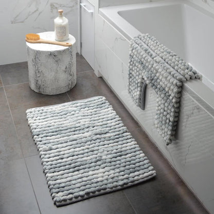 grey marl bobble bathroom mats, 2pc set. Bath mat and toilet mat set.